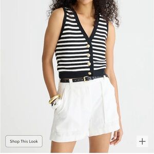 J Crew Emilie sweater vest black white stripe. Size L